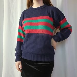 90s Striped 100% soft Cotton Holiday Christmas Sweater, large